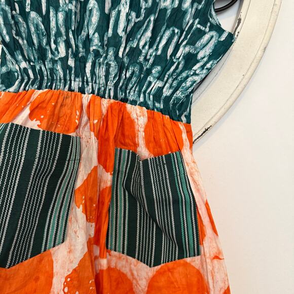 nwt Ace Kouture Ezinne Adire Aso Oke Nigerian Art to Wear Jumpsuit Teal S Small - Picture 6 of 10